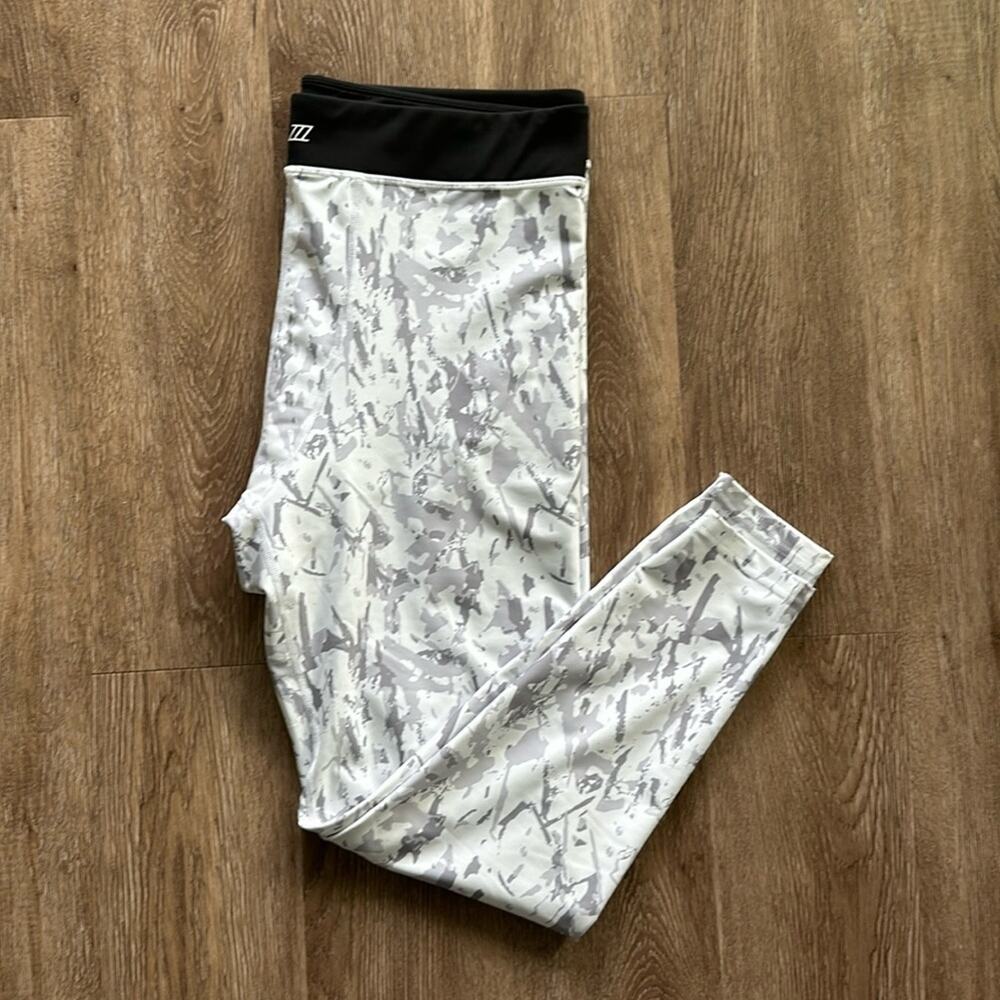 Zyia Active Men's Sports Compression Tights White & Grey Size Large